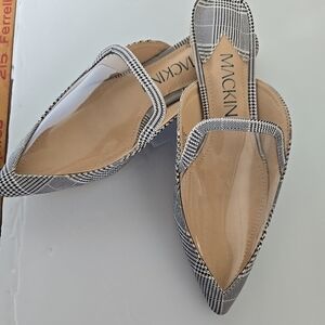 MACKIN Black and White Plaid Women's Mules